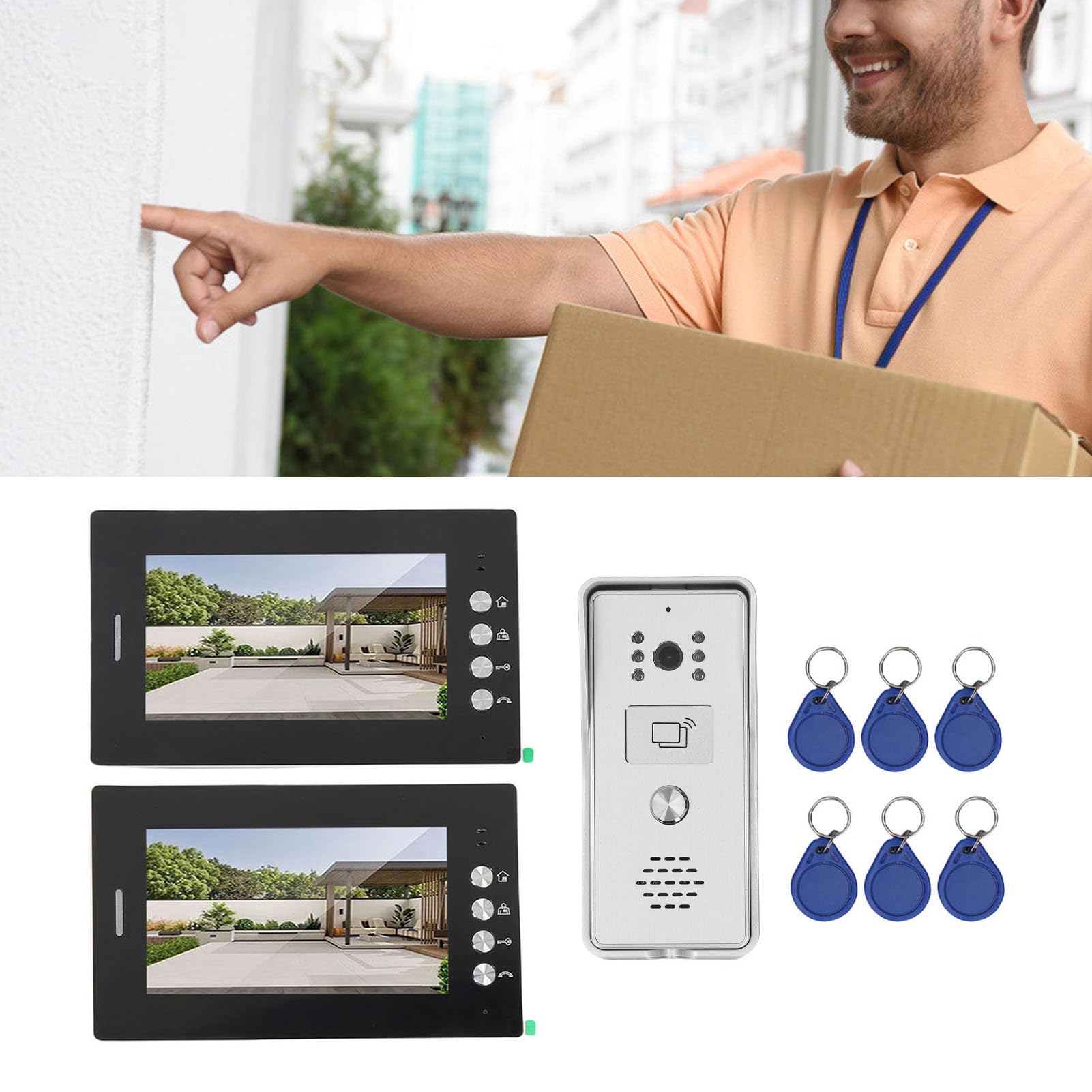 banapoy Videocitofonico 7 Pollici con Monitor Wireless Bidirezionale (Spina europea)