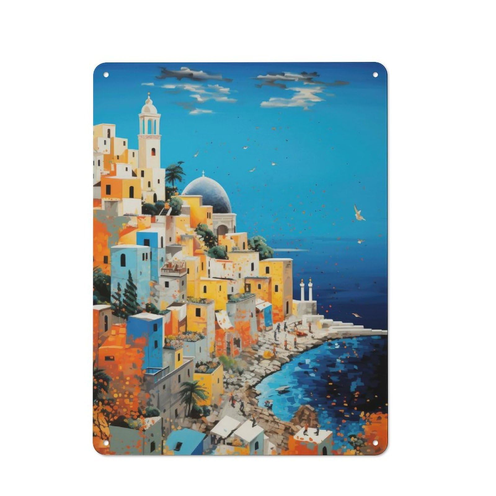 Amalfi Coast Italy Tin Sign 40x30cm for Living Room Wall, Rustic Wall Decor, for Living Room Decor Lovers