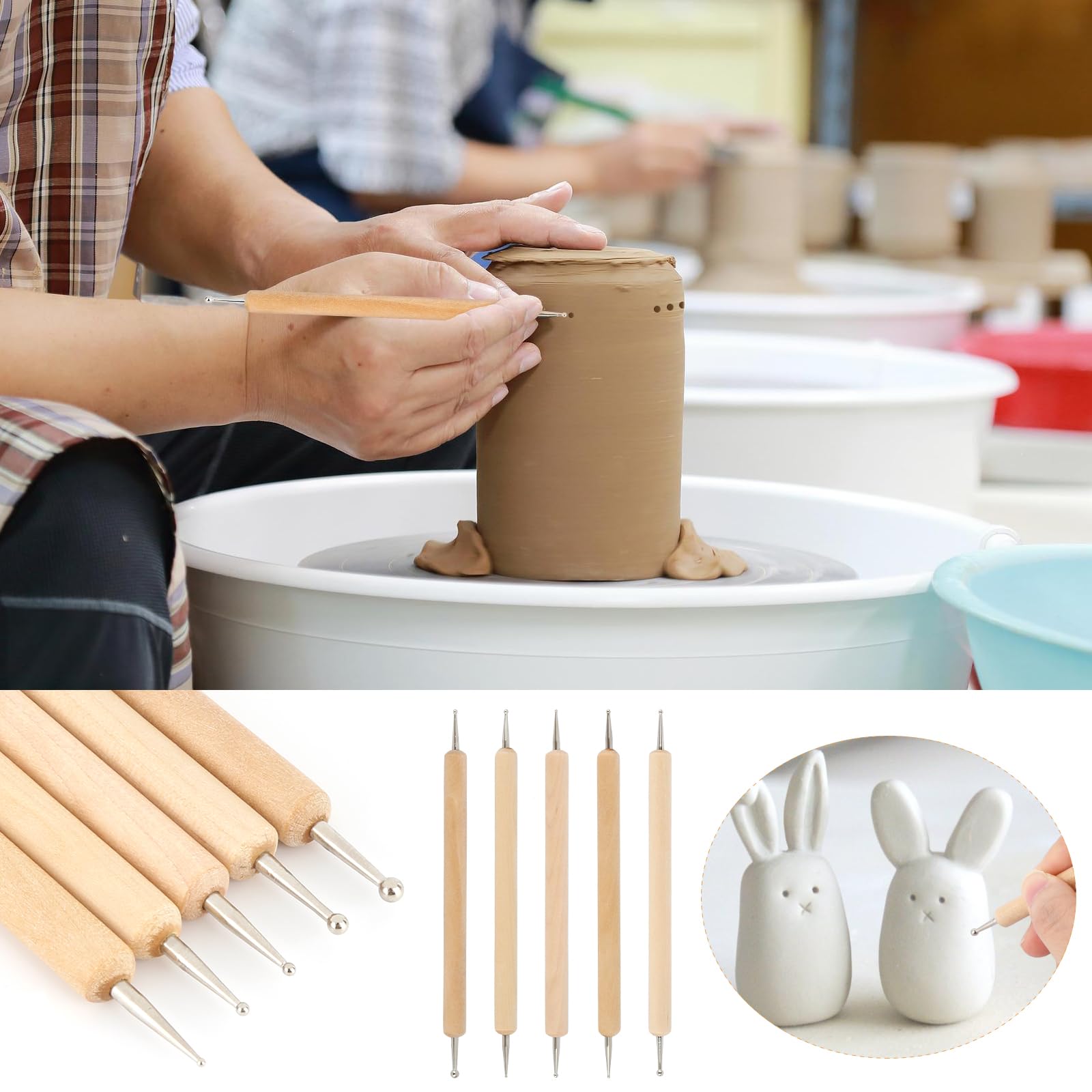 Kit D'outils De Modelage Pour Argile Polymère - 10 Pièces En Acier Inoxydable - Pour Sculpture, Poterie, Loisirs Créatifs