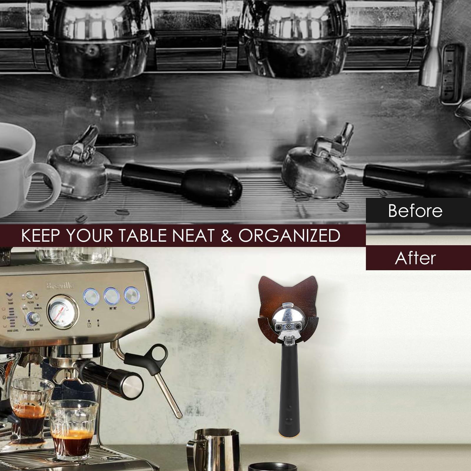 Adorila Siebträger Halterung Edelstahl - Wandhalterung Für 51-58mm Siebträger