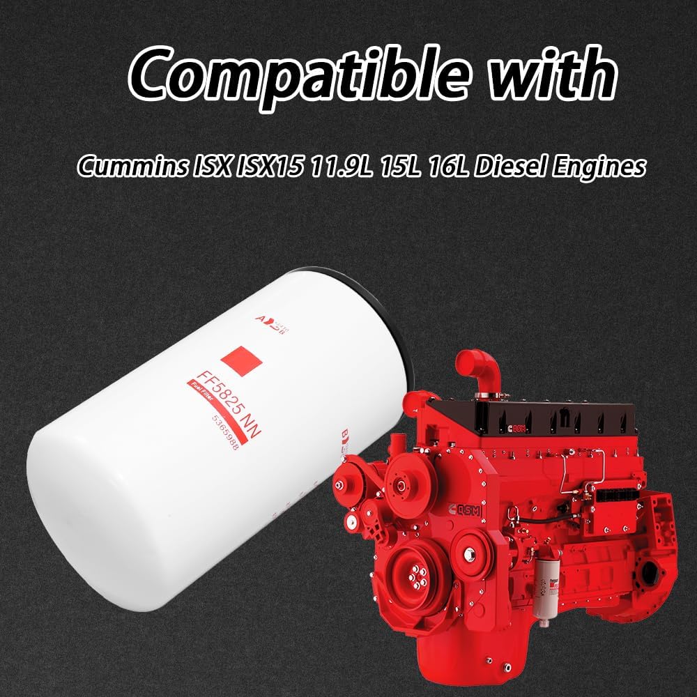 3PCS FF5825NN WF10515 Fuel Filter Compatible With Cummins ISX11.9 ISX15.0 QSX11.9 X15 Engines Fits Freightliner Peterbilt Kenworth Trucks Replaces 5599456 5365988 DBF6776 BF46129