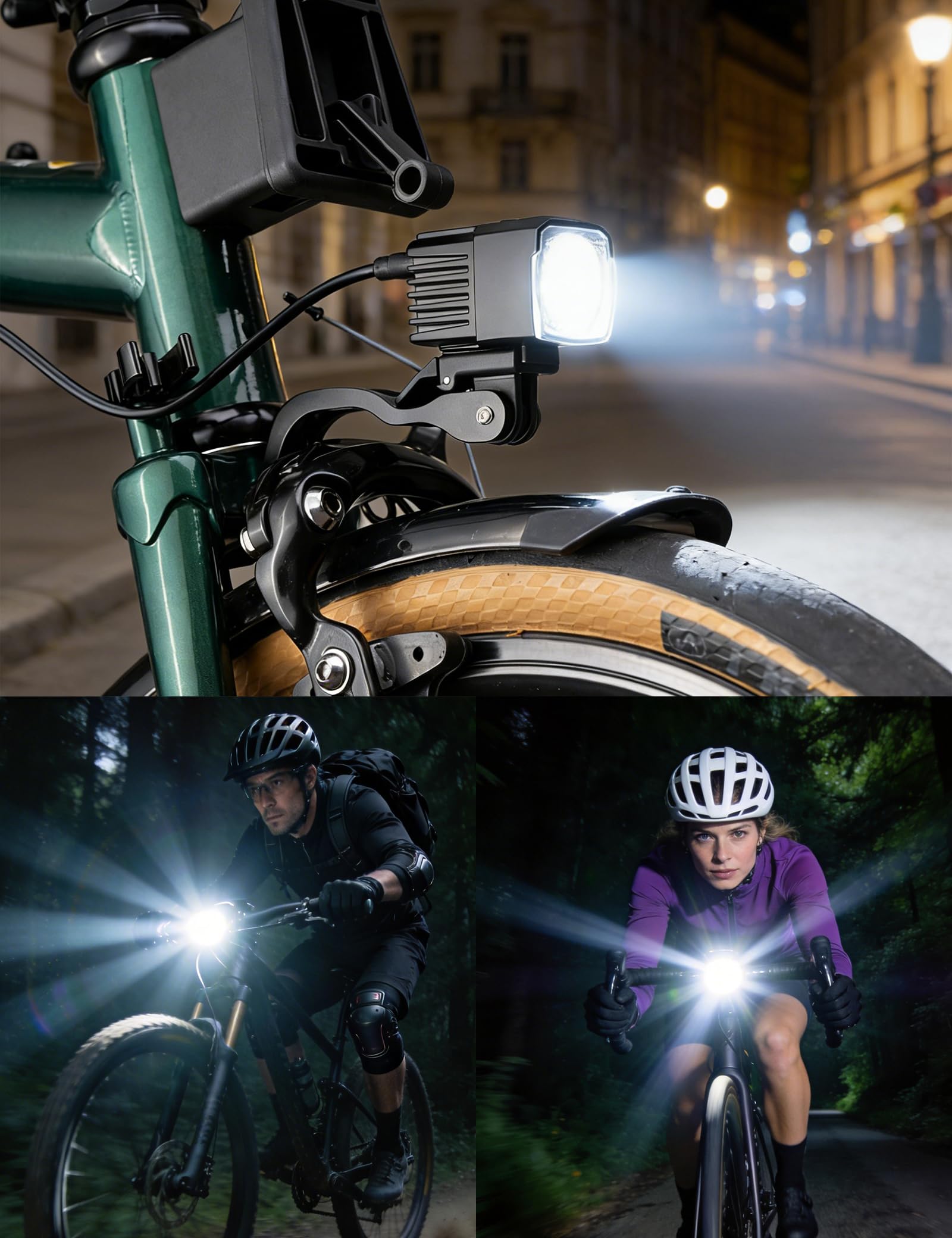 ROCKBROS Luz Delantera Bicicleta con Batería Externa, 1600 Lúmenes, Antideslumbrante, Regulación Térmica Inteligente, IP67 Resistente al Agua, Múltiples Modos para MTB Bicicleta de Carretera