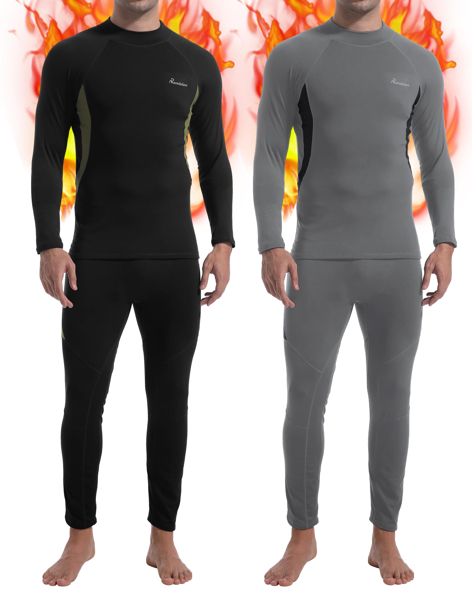 Romision 2 Pack Ropa Interior Térmica para Hombre, Funcional y Suave, Conjunto De Esquí