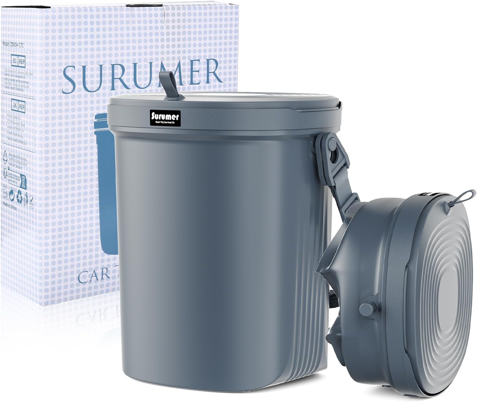 Surume 2 Gallons Silicon Car Trash Can with Lid - 100% Leak-Proof Car Trash Bin, Waterproof Car Garbage Can, Car Gifts for Men and Women