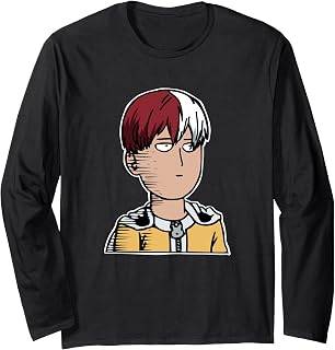 Funny Anime Bald Character Wearing Half Cold Half hot Hair Long Sleeve T-Shirt