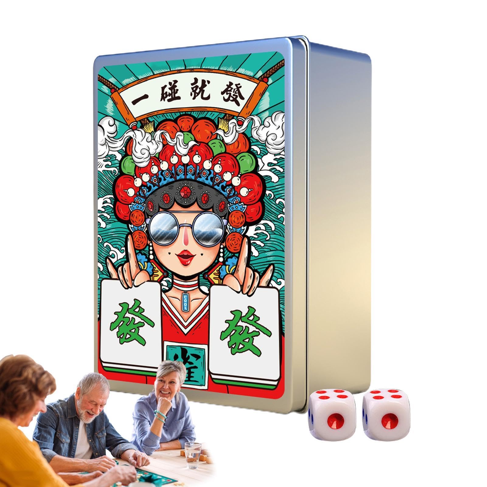 Mahjong Card Set, Mahjong Travel Set | 146 /Set Mahjong Playing Cards - Thickened Chinese Mahjong Poker, Waterproof Handheld Poker with Large Print, Chinese Mahjong Playing Cards for F