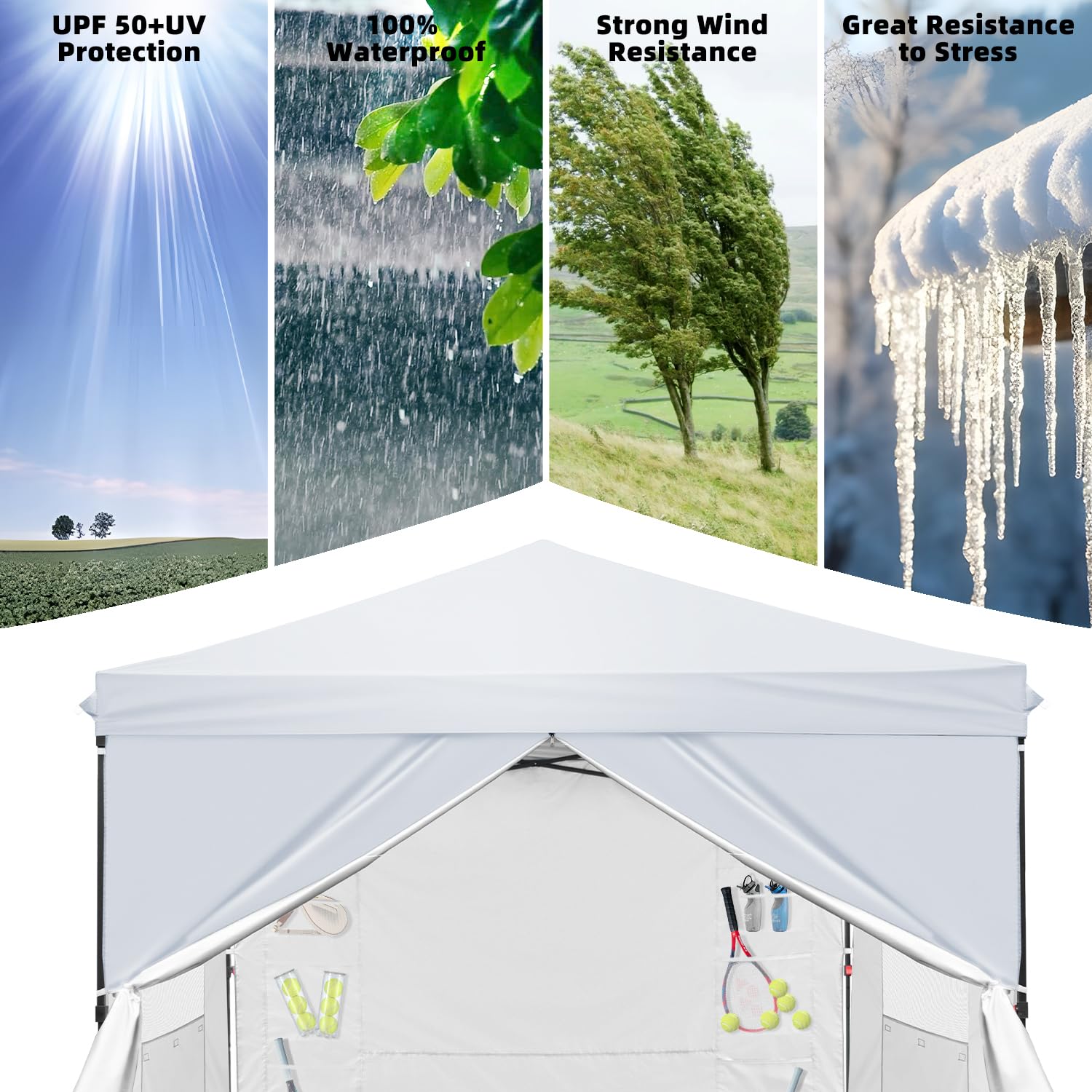 Amazon.com : White 10x10 FT Pop Up Canopy Tent with Sidewalls