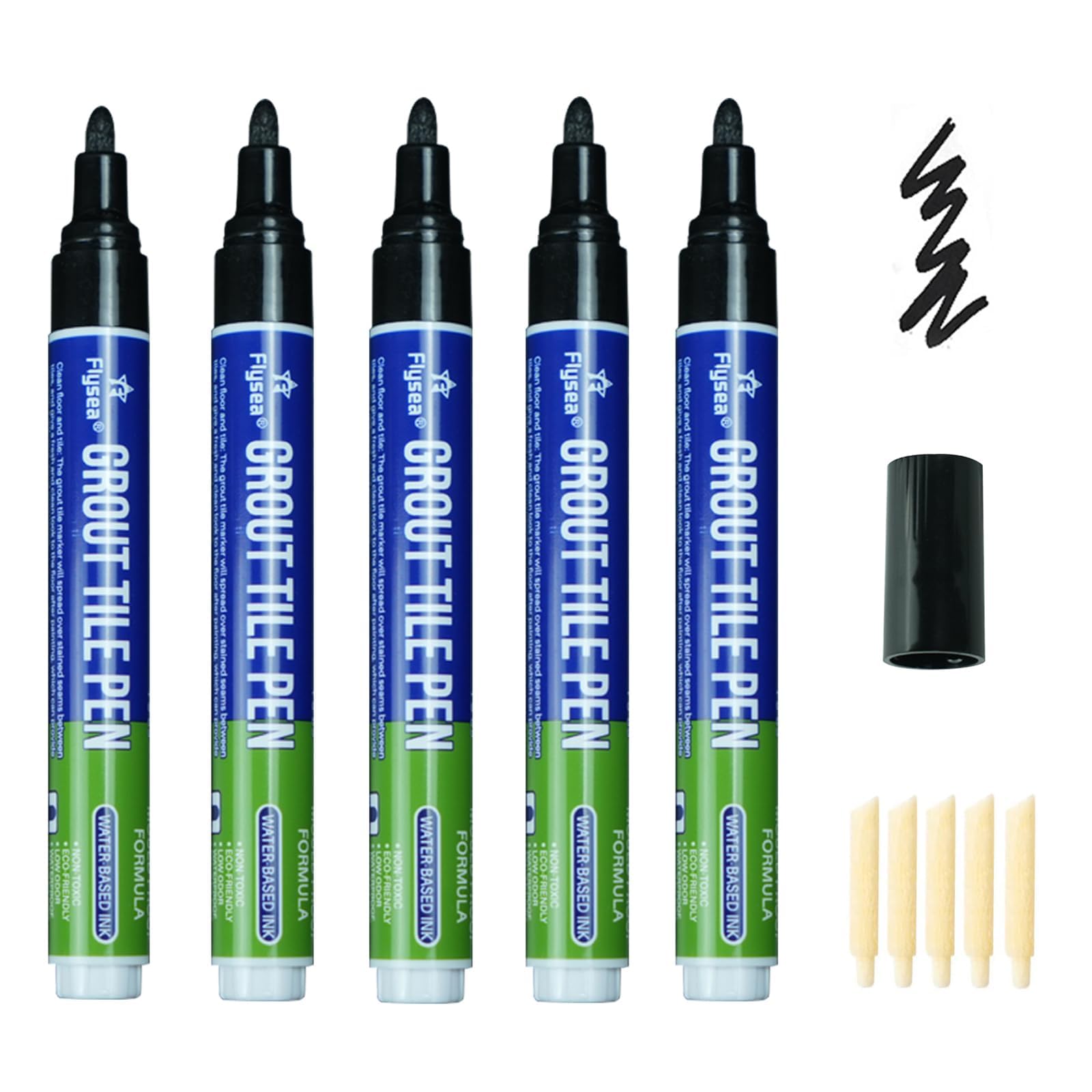 YaoQiYou 5PCS Grout Tile Pens Gap Repair Pen Wall Grout Restorer Marker Pen for Bathroom Wall Floor Decontamination Seam Repair Pens (Black, 5 PCS)