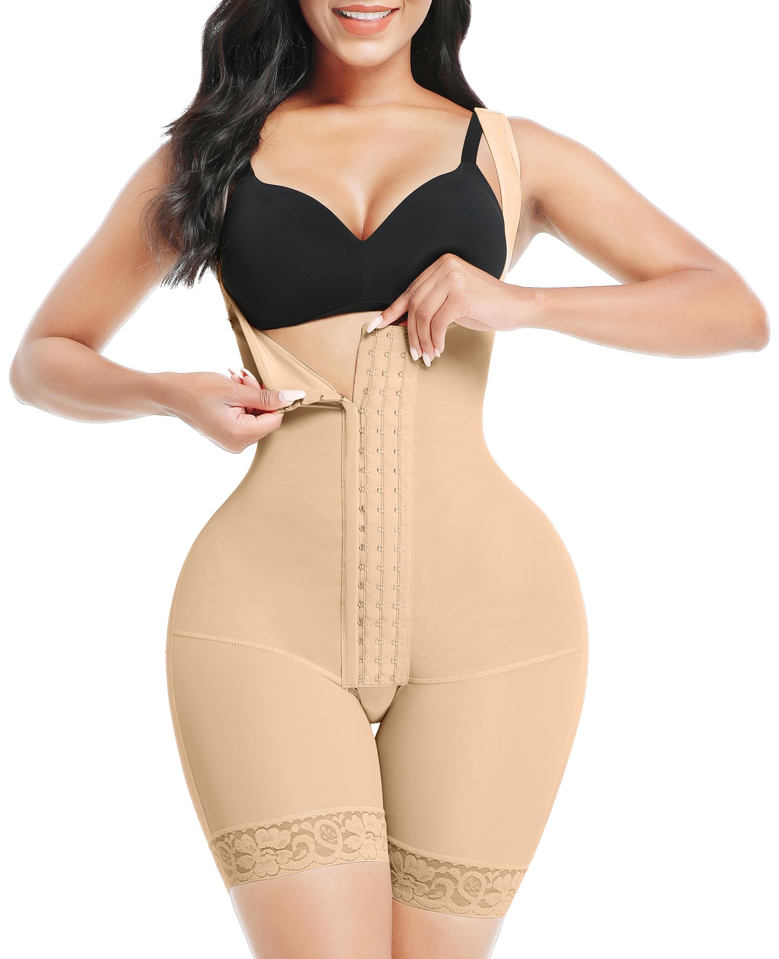 FeelinGirl Fajas Reductoras Mujer Fajas Abdomen Chaleco Corsé Abdominal Pantalones Moldeadores Cierre de Ganchos de 3 Filas con Tirantes Anchos Ajustables