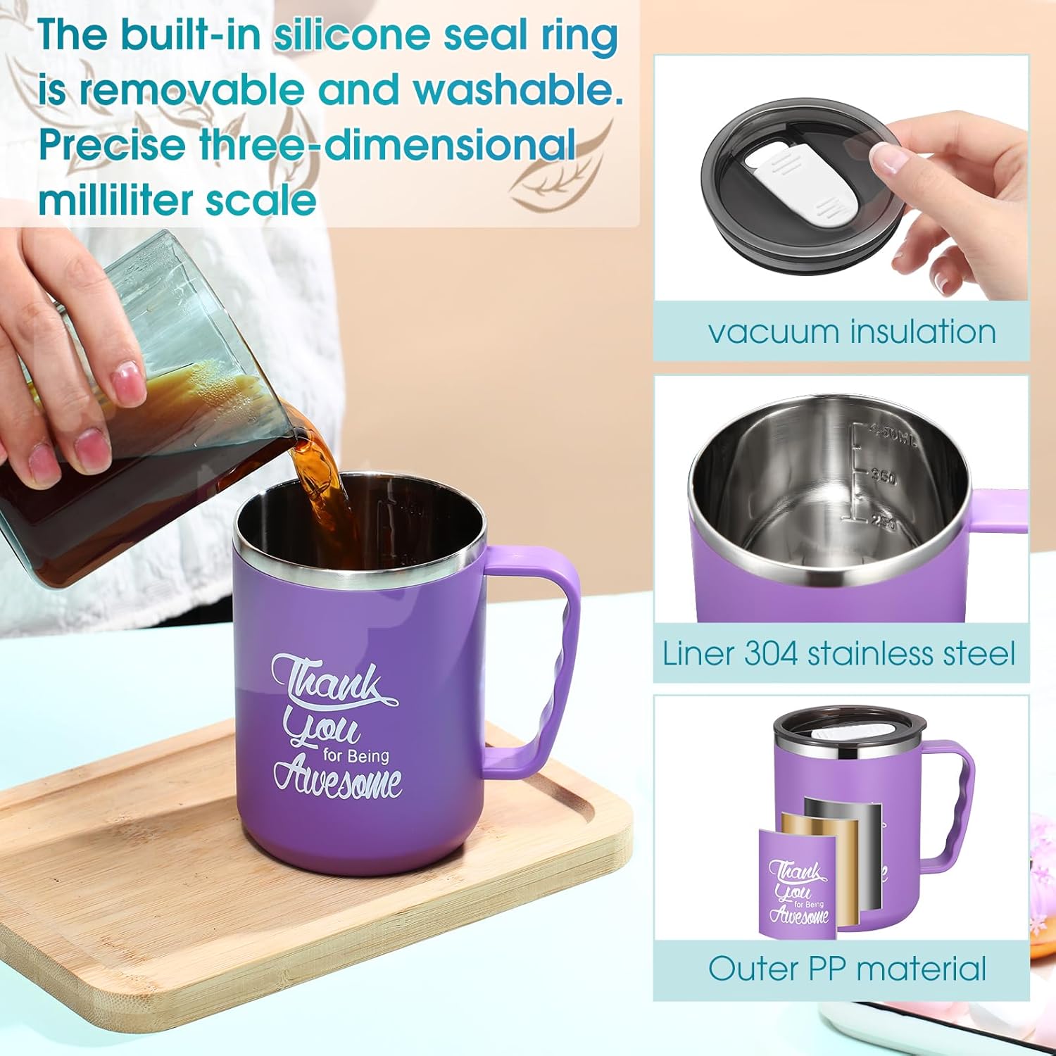 Umigy 12 Pcs Employee Appreciation Coffee Mug Gift Bulk Thank You 17oz Drinking Cup Stainless Steel Insulated Travel Tumbler Social Worker Inspirational Gift for Coworker Staff Nurse Women Teacher - Image 4