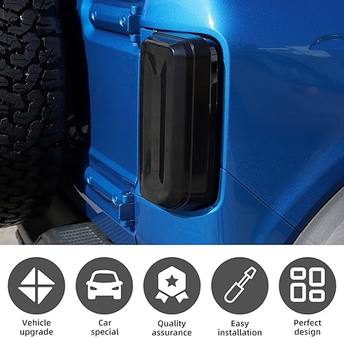 Miniatura 3 de SQQP Cubierta de luz trasera compatible con Ford Bronco 2021 2022 2023, protector de lámpara trasera, accesorios exteriores (negro ahumado)