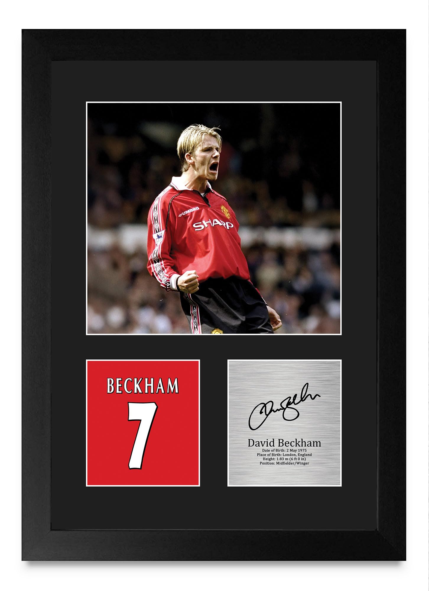 HWC Trading David Beckham Gifts Printed Signed Autograph Picture for Football Fans and Supporters - A4 Portrait Framed