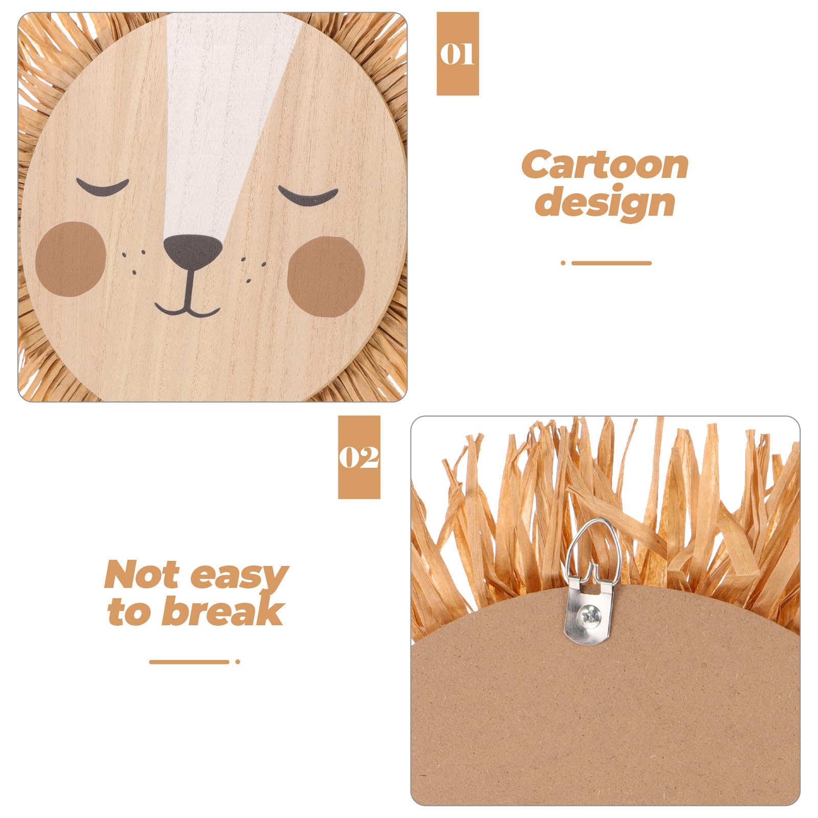 MAGICLULU Nordische Wanddekoration Löwenkopf aus Gewebtem Raffia für Cafés und Eingangsbereiche mit Kreativem Cartoon Design und Einzigartiger Handwerkskunst