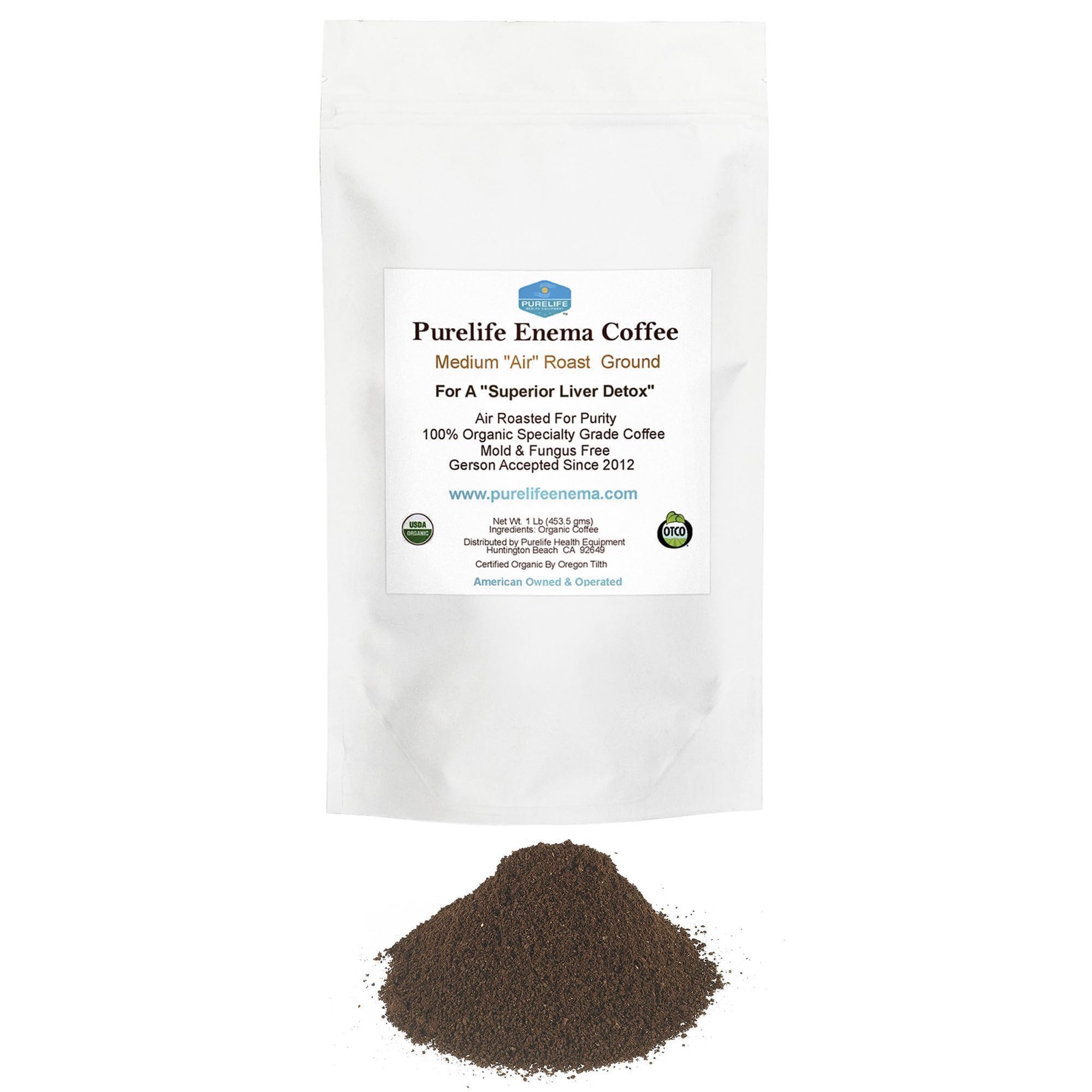 Coffee- 1 Lb - Organic Gerson Specific - Ground - Mold & Fungus Free - Air Roasted Medium/Shipped Fresh- American Owned and Operated Since 2012