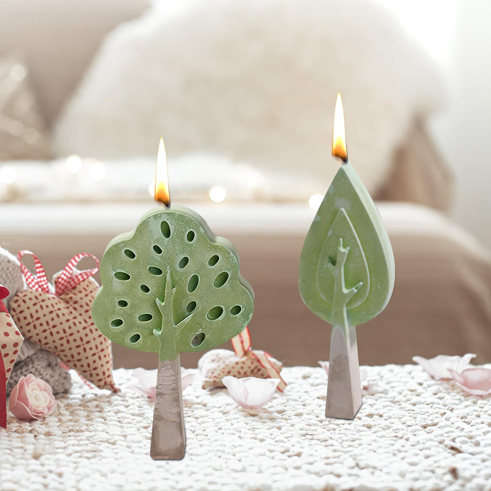Set Di 4 Stampi In Silicio Per Creazioni Fai Da Te - Formato Casa, Bicicletta, Albero E Coniglio - Ideali Per Resina, Gesso E Candele