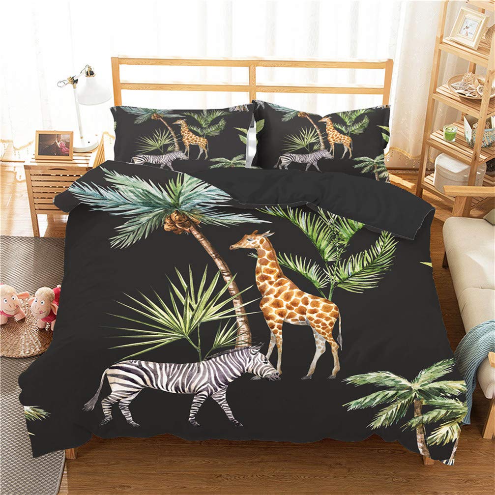 Loussiesd Meisjes luipaard beddengoed set voor kinderen vrouwen safari dekbed kleurrijke zebra giraf luipaard tijger strepen dekbedovertrek insert/quilt Afrika dier dekbedovertrek set eenpersoons 2