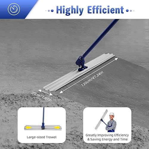 Miniatura 4 de Bull Float - Flotador de hormigón de 48 x 8 pulgadas, herramienta de flotador de hormigón de resorte de extremo redondo, herramienta de flotación de