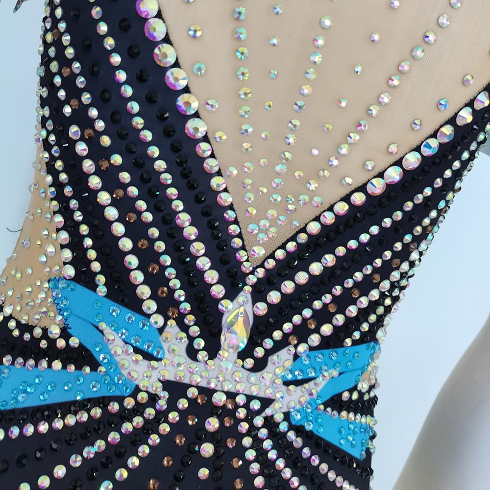 Justaucorps de gymnastique rythmique noir à manches courtes pour filles