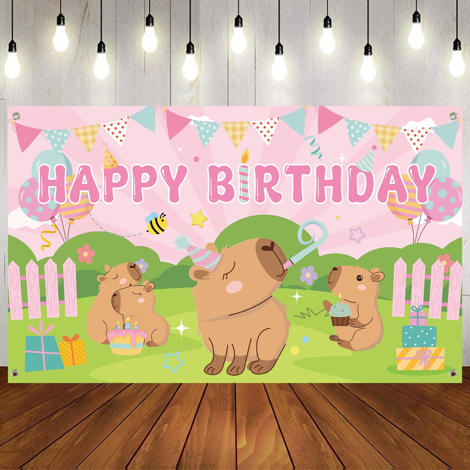KEFAN Capybara Birthday Party Backdrop, Capybara Birthday Party Supplies for Capybara Party Decorations, 71x43 Inch