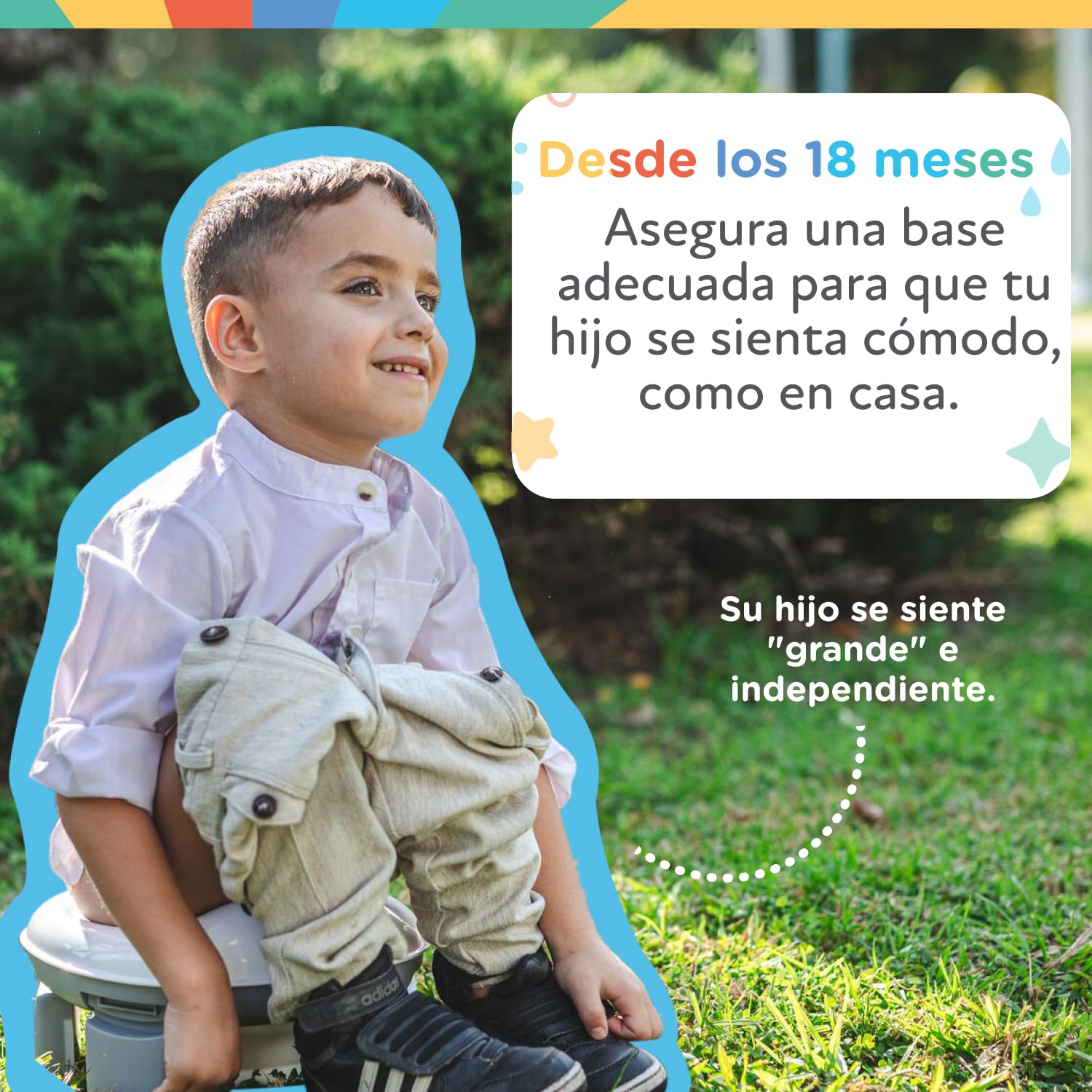 Nuby - Inodoro Portatil 2 en 1 Para Viaje - Adaptador WC Niños y Orinal Bebe - WC Portatil con Bolsas Desechables y Protección Antisalpicaduras - Baño Bebe Ligero y Compacto - 18+ meses