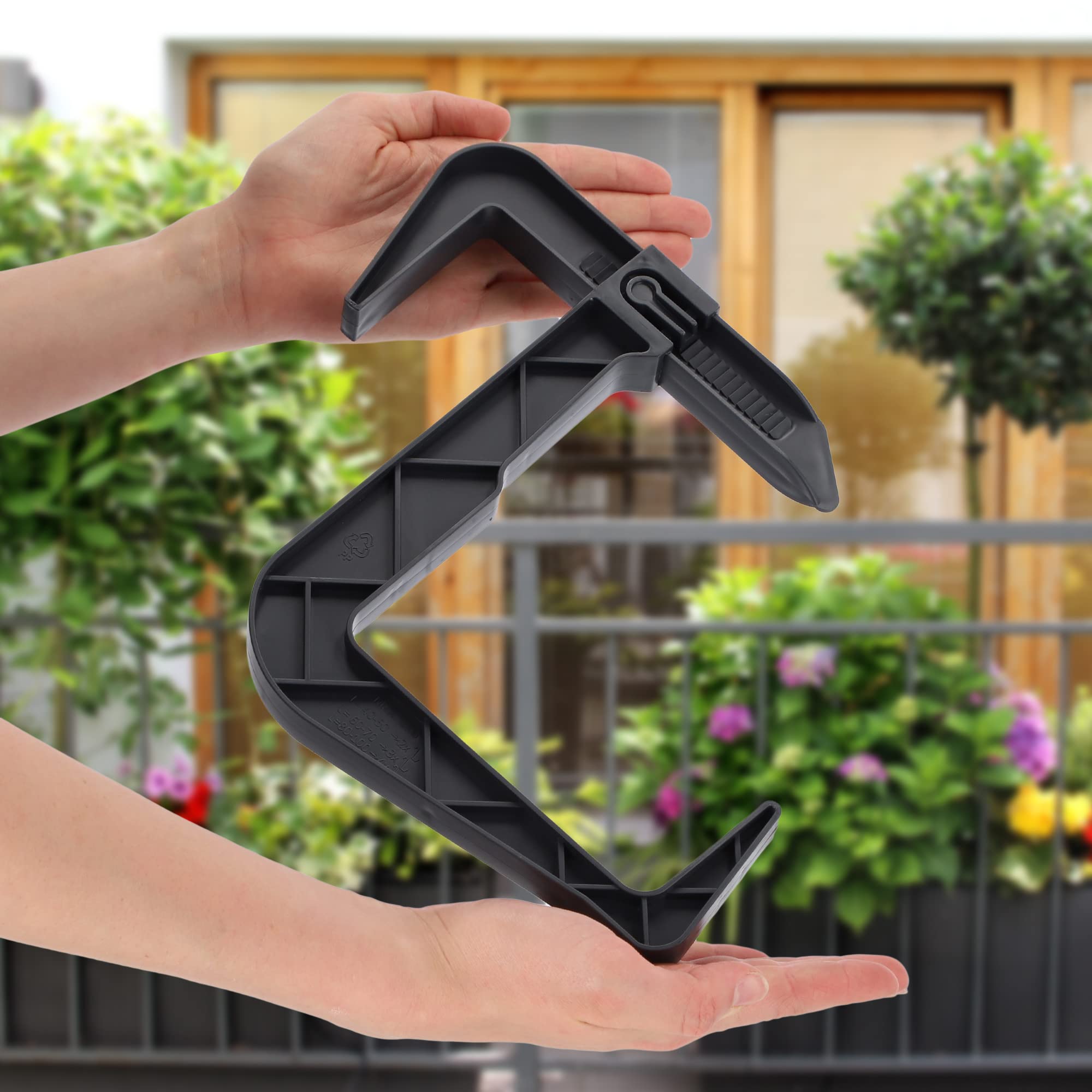 KADAX 3er Set Blumenkastenhalterung ohne Bohren, Balkonkastenhalter im Set,  verstellbare Haken und Halter fr Blumenkasten, Blumenkastenhalterung fr  Balkon und Fensterbank (Grafit): Amazon.de: Garten