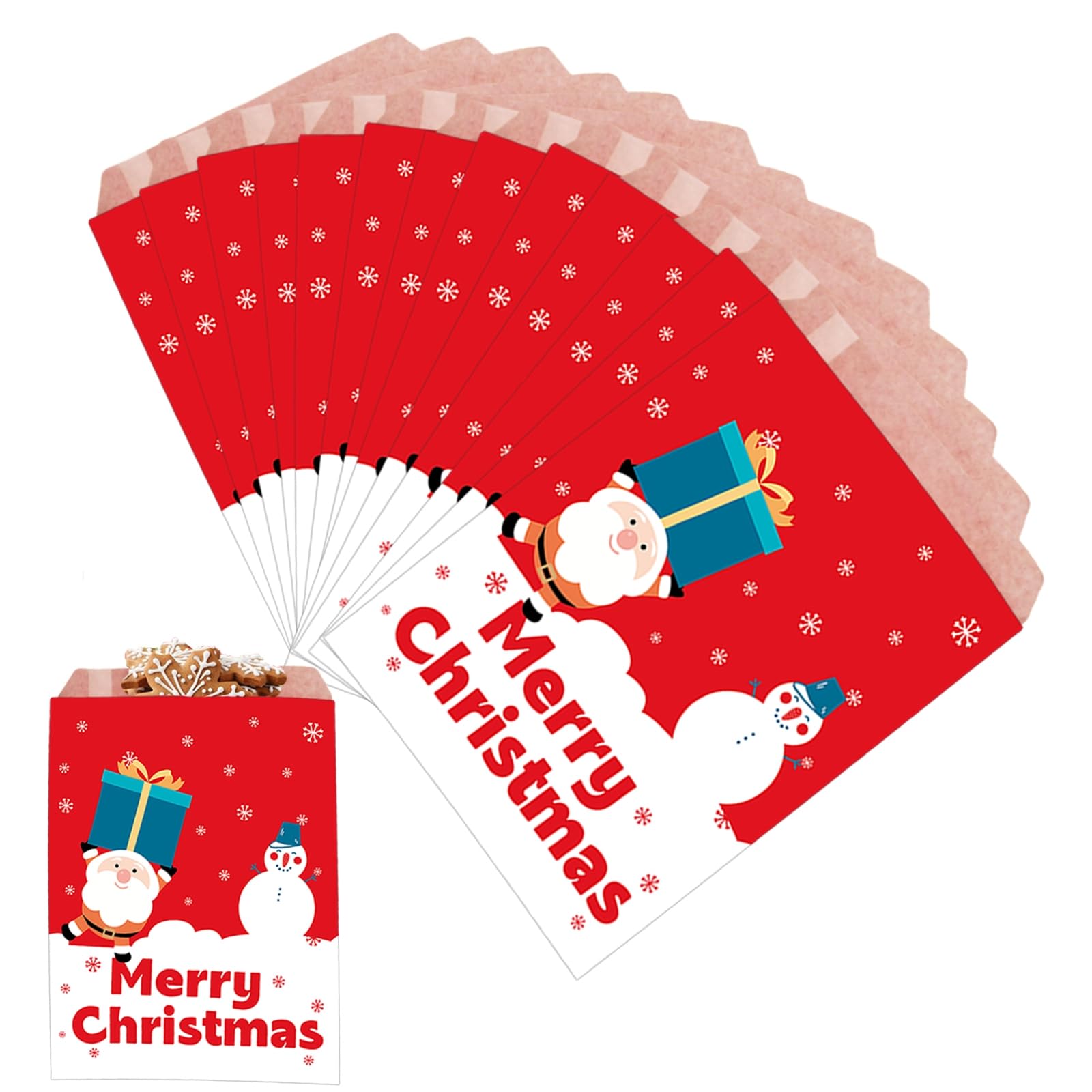 100pcs Christmas Party Sweet Bag, 5''x7'' Candy Paper Bags for Xmax Confectionery Cake Gift Shop, Buffet Stall