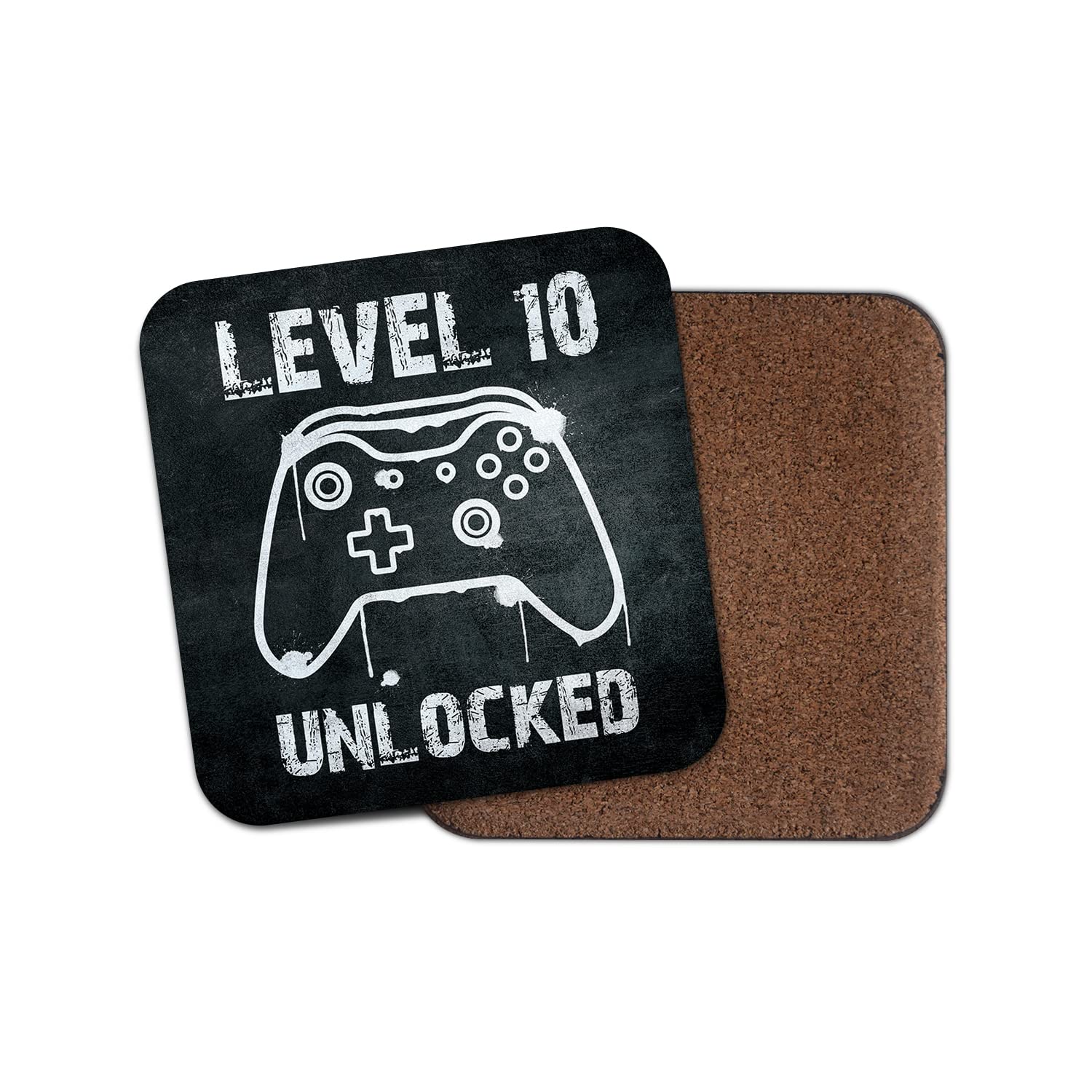 Dv Design Boys Multicolor Square Single Coaster - Happy Birthday Level 10 Unlocked Gamer Gaming Controller Ten 10Th Kids Gift #77800