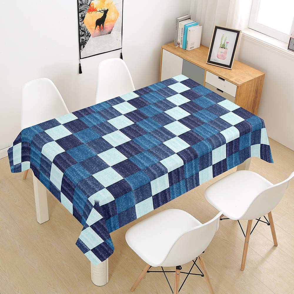 Oduo Blue Tablecloth Waterproof Polyester Rectangle, Simple Geometric Printed Home Decoration Stain Resistant Dust-Proof Wipe Clean Wrinkle Resistant For Parties Dining Tables (,60X60cm)