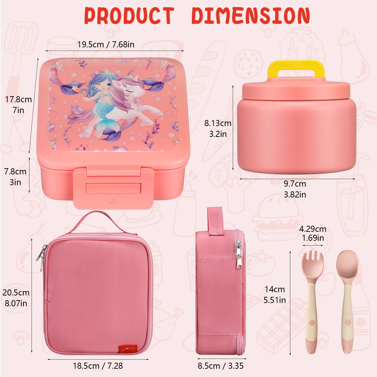 Set Pranzo Bento Per Bambini Con Thermos E Borsa Isotermica - 4 Scomparti A Prova Di Perdite
