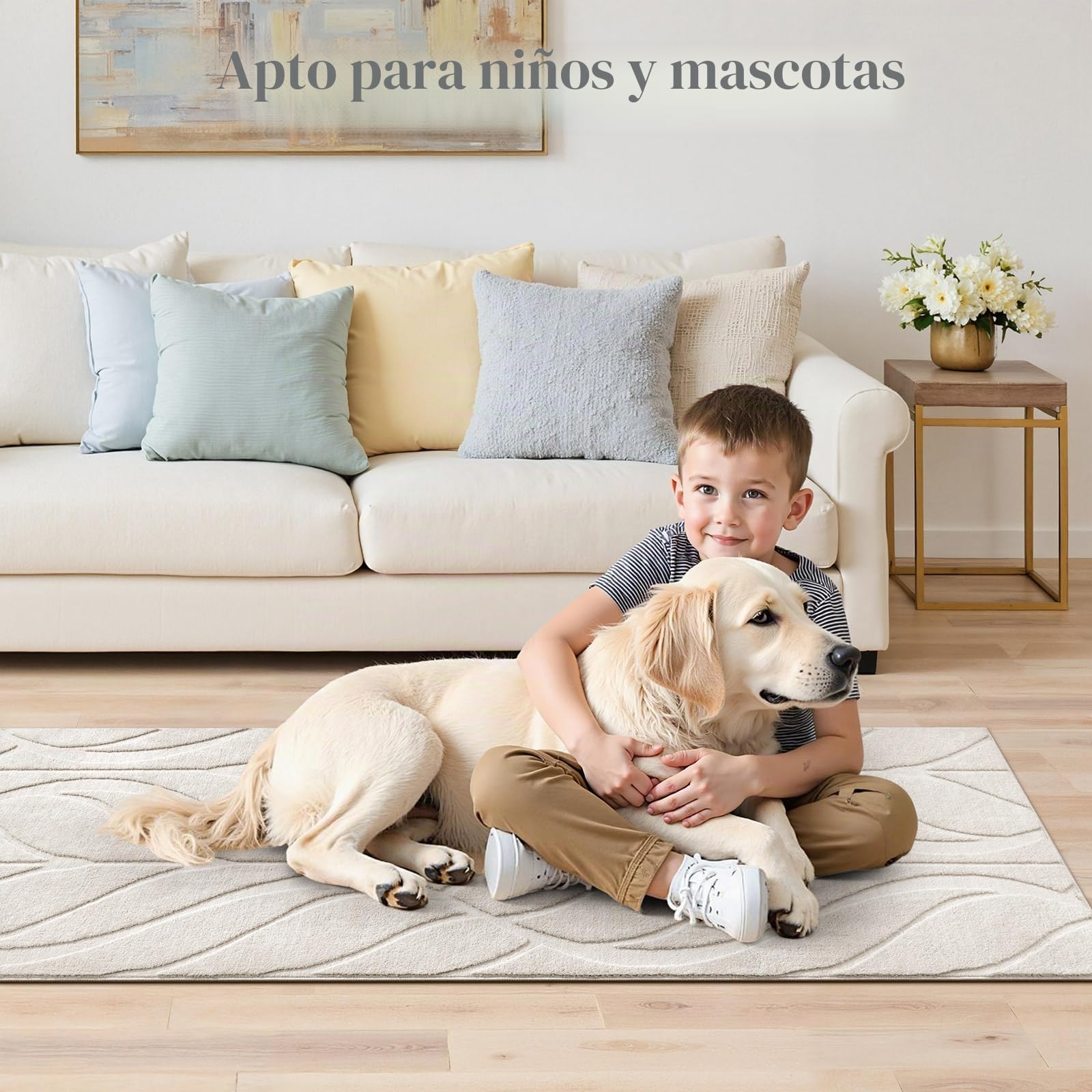 SHACOS Alfombra de Pasillo Larga Beige 80 x 300 cm Alfombra Cocina Antideslizante Lavable Pelo Corto Suave Tapete Largo para Pasillo, Entrada, Dormitorio, Lavandería