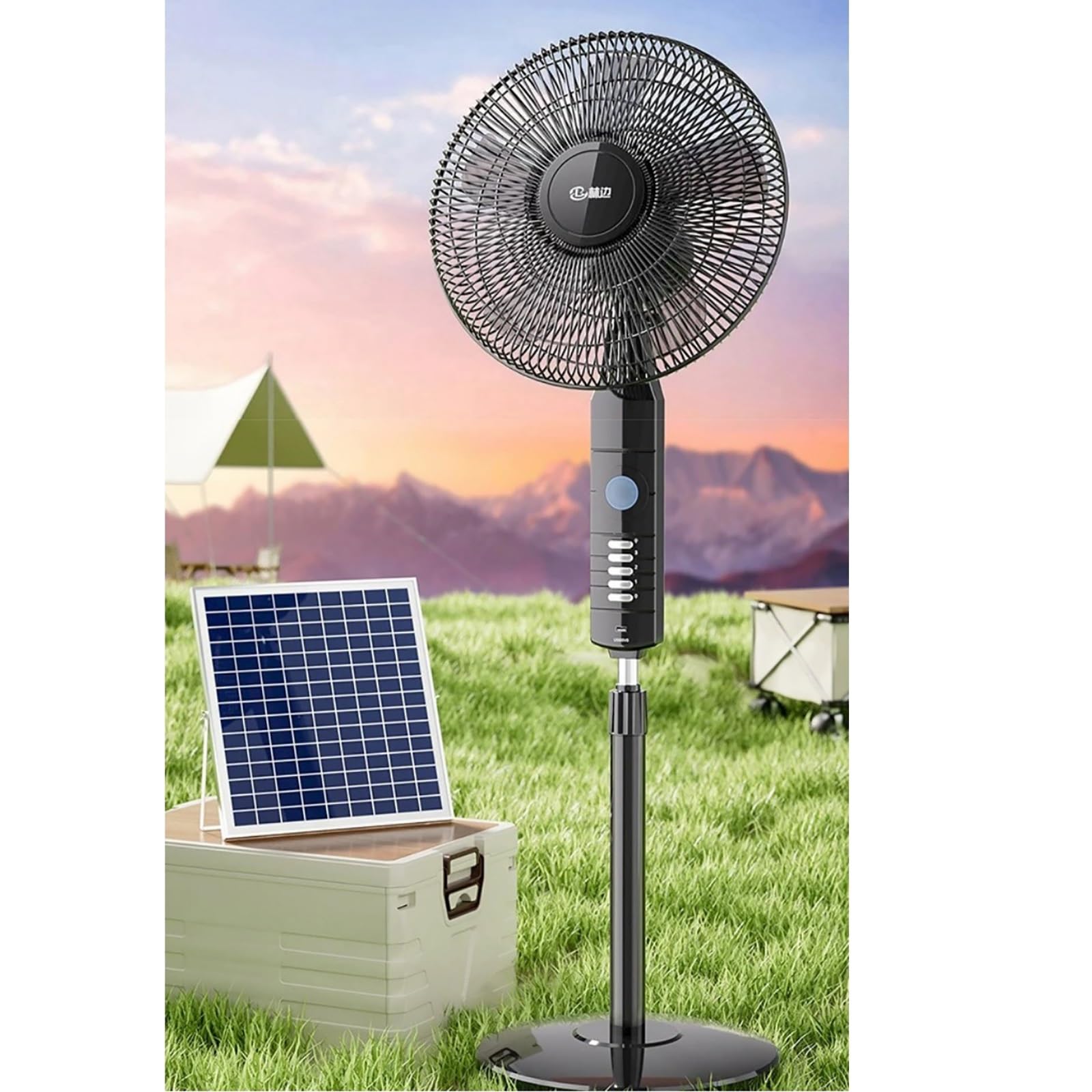 Ventilateur portable rechargeable solaire sur pied 3 vitesses pour l'extérieur