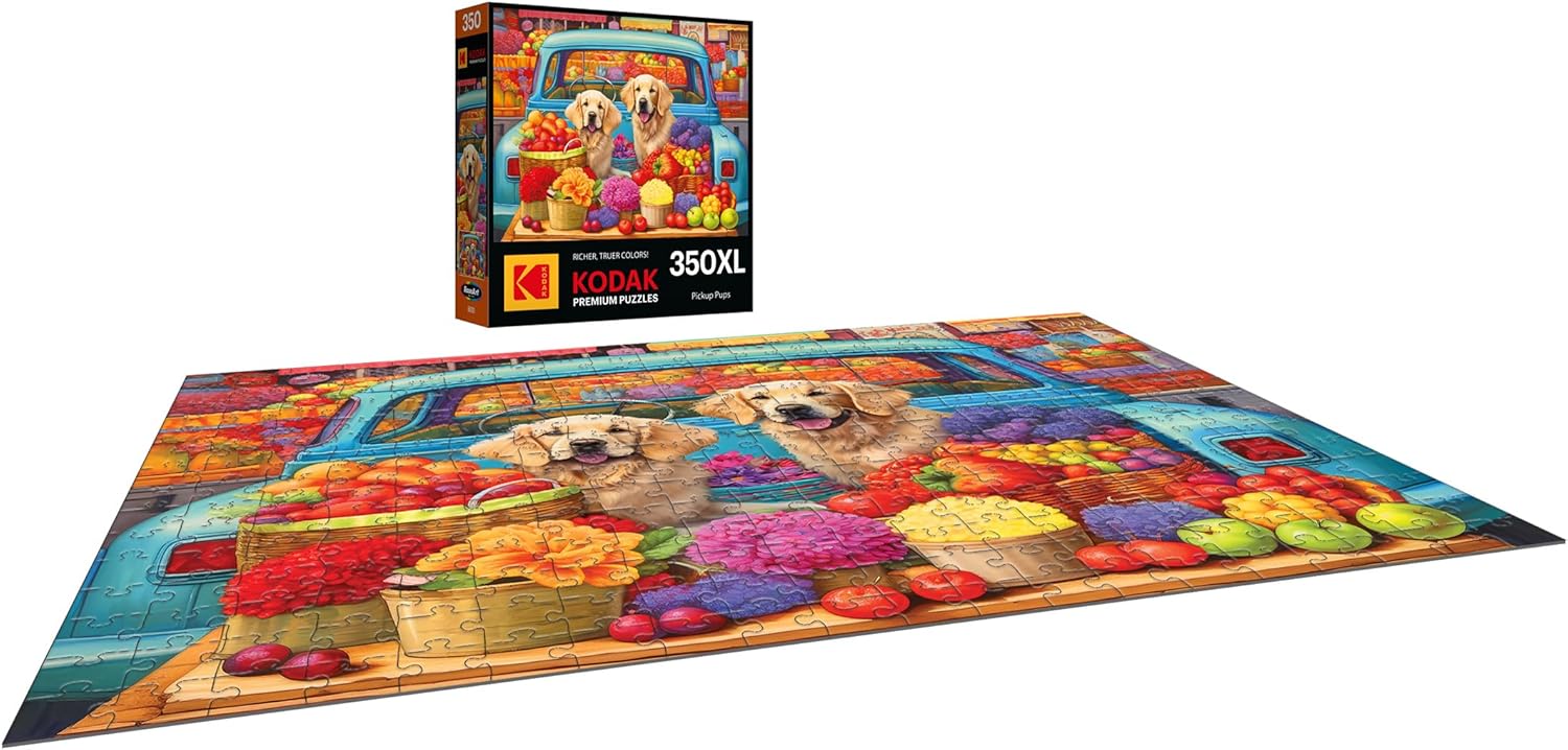 RoseArt - Kodak Premium - Pickup Pups- 350 Piece Jigsaw Puzzle for Adults