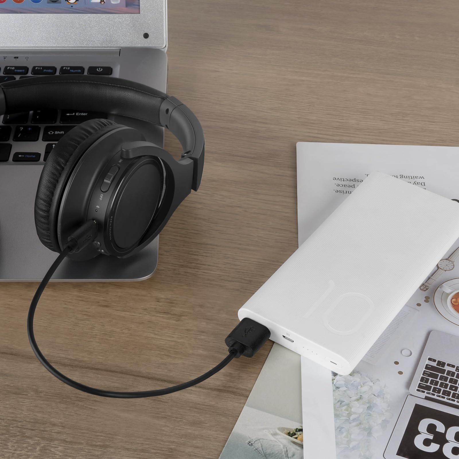 Geekria Cavo Di Ricarica Corto Da 1 Ft (30 Cm) USB-A A Micro-USB Per Cuffie A Conduzione Ossea AfterShokz AS600/AS800/AS650