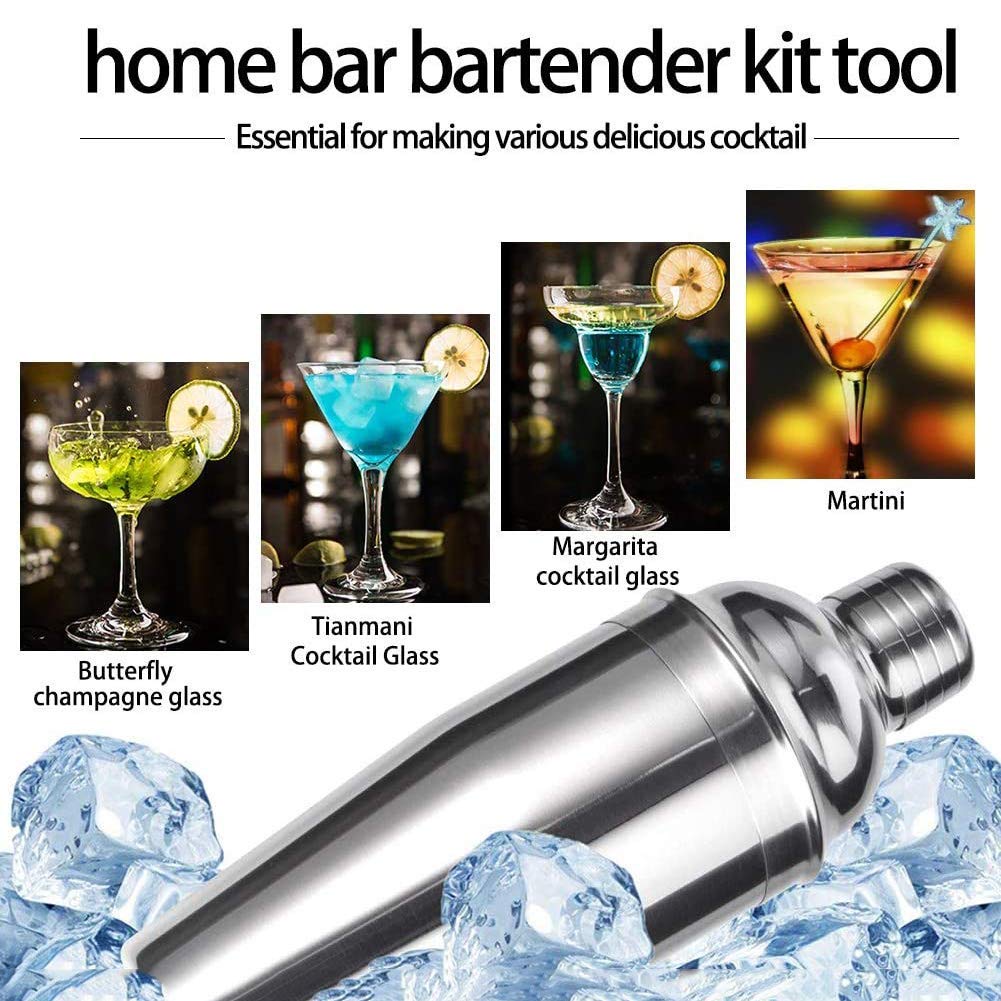 Juego de Barman de Acero Inoxidable de 12 Piezas con Soporte, Juego de coctelera de Barra para Mezclar Bebidas, la Mejor Herramienta para Hacer cócteles para Principiantes