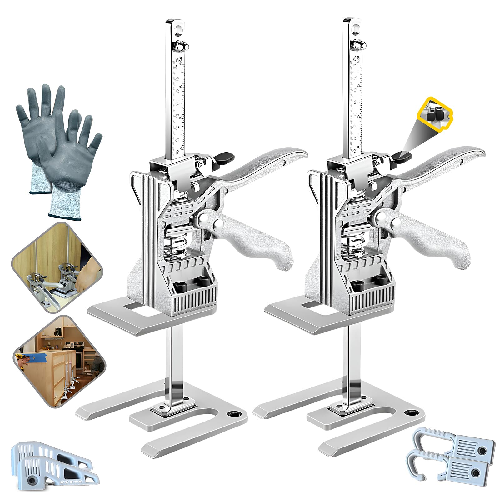 2 Pcs Furniture Lifter Tool, 440LB Heavy Duty Furniture Lifter Tool, Lift up to 7.2" Drywall Lifter with 2 Speeds Mode, Cabinet Jacks for Installing Cabinets, Lifting Door Furniture, Home Improvement