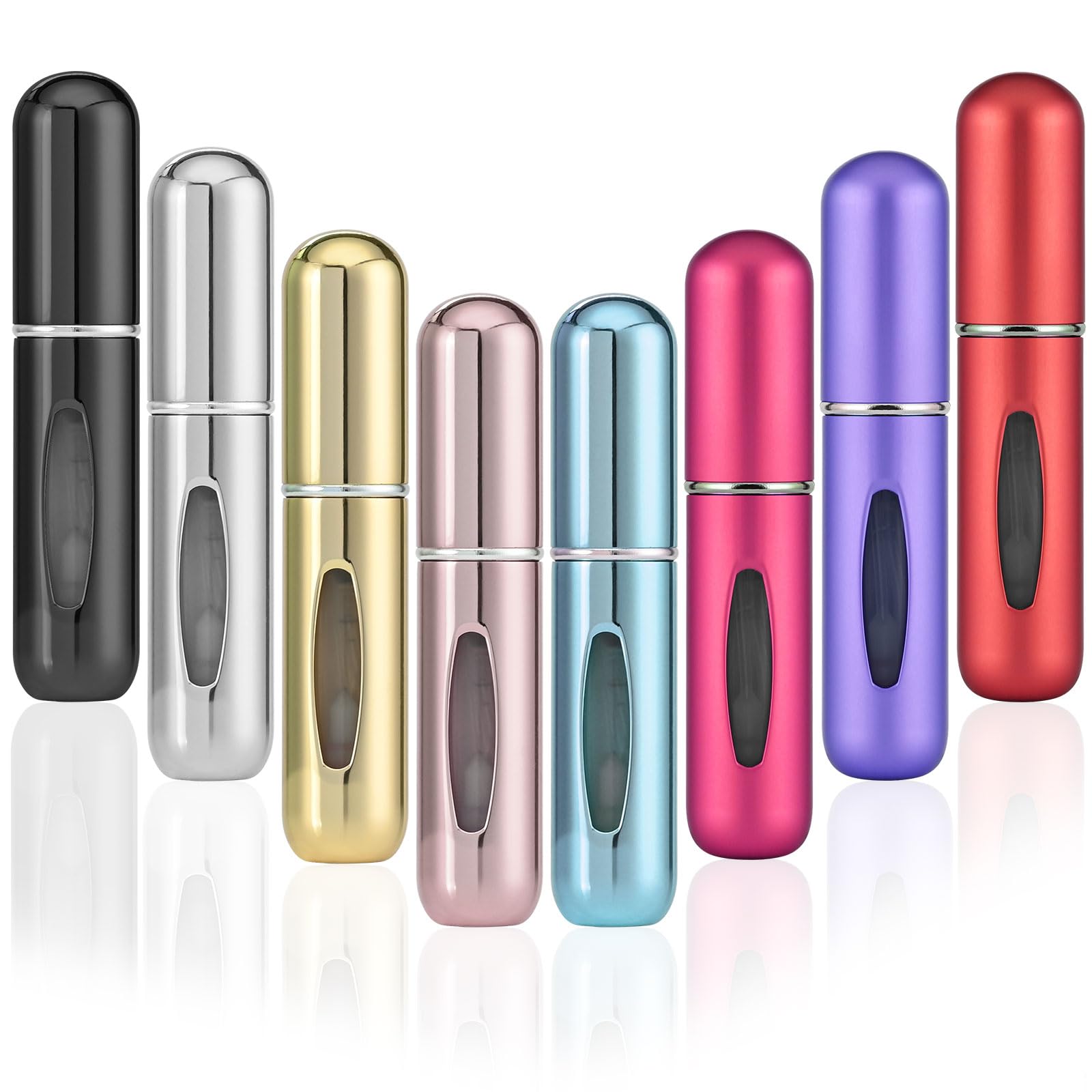 Bogclee Men's Multicolor 8Pcs Perfume Bottle Set For Luggage, 5Ml Mini Travel Perfume Atomiser Refill Bottles, Aftershave, And Holiday