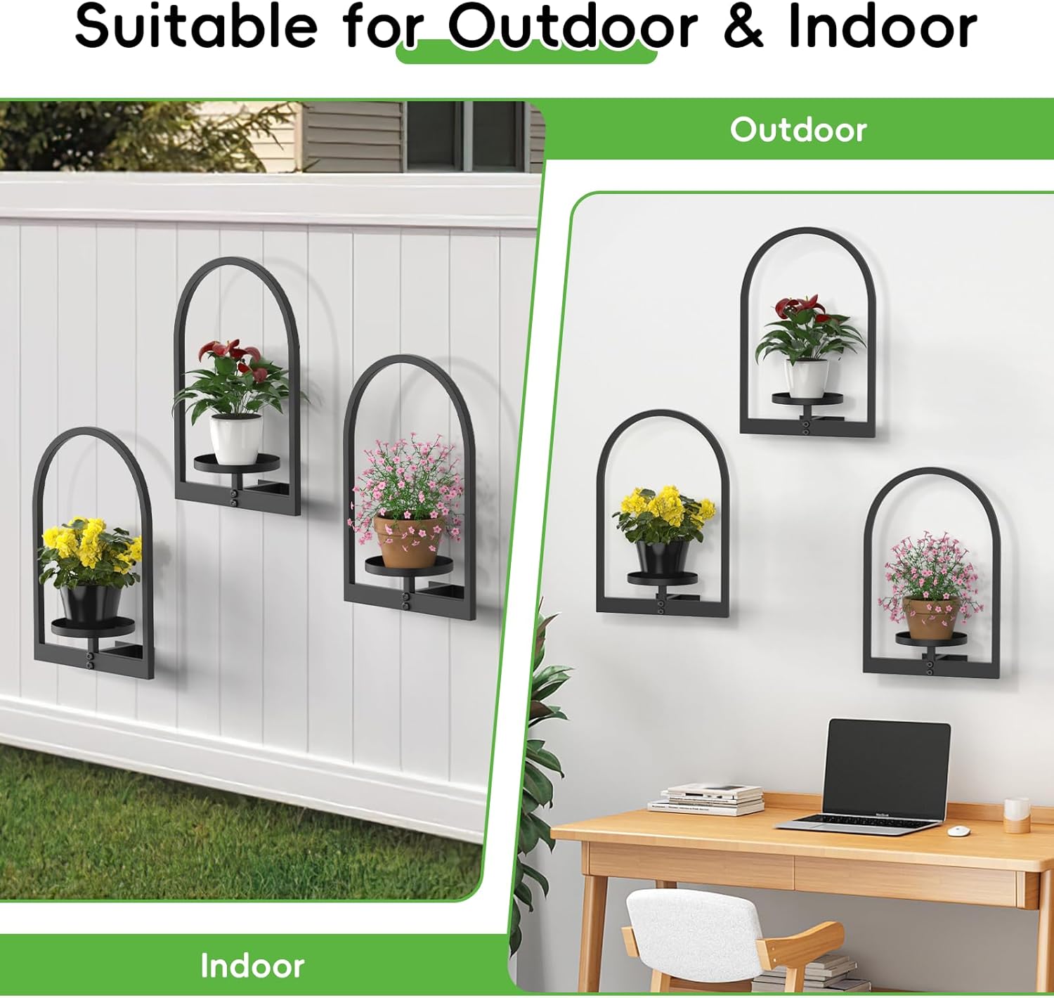 Wall Planters for Indoor Plants, Plant Holder Hanger Indoor, Wall-Mounted Planter Frame for Outdoor, Vertical Hanging Flower Pots Holder Plant Stand for Home Decor, 3 Pack