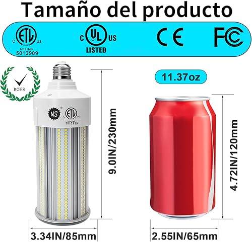 Miniatura 2 de NS Bombillas LED de maíz de 100 W, equivalente a 1000 W, luz diurna de 15,000 lm 5000 K, base E26E39, no regulable, vida útil de 23 años, reemplazo