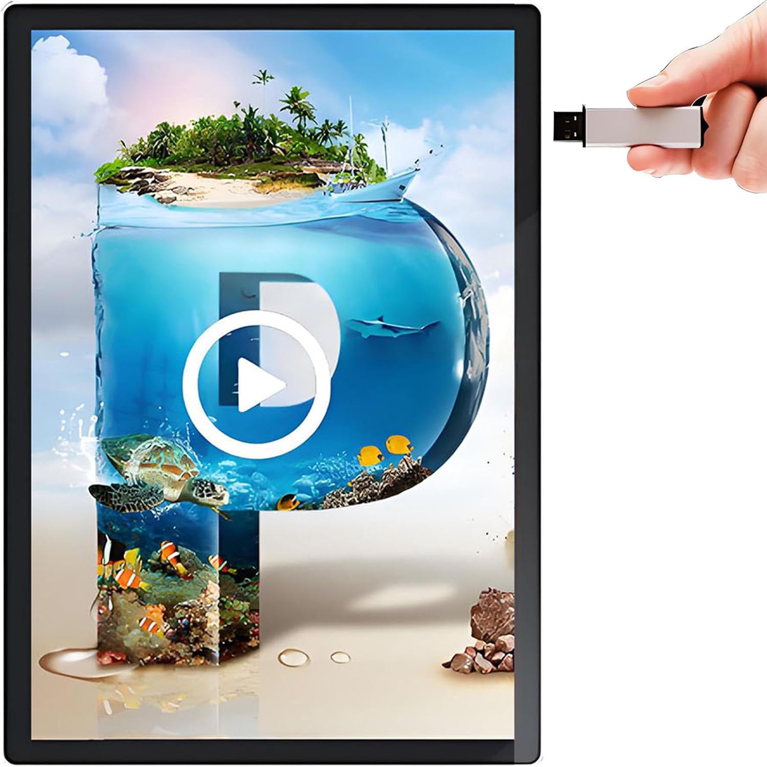 Odtwarzacz Digital Signage, odtwarzacz multimediów reklamowych,ekran reklamowy LCD kiosku cyfrowego z dyskiem USB Plug&Play, HDMI/USB/WiFi, przełączanie trybu poziomego i pionowego 21.5in
