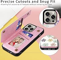 Vista 149 de UEEBAI Funda tipo cartera para iPhone 15 Pro Max con tarjetero, cubierta de cuero PU con soporte, bloqueo RFID, doble cierre magnético, relieve