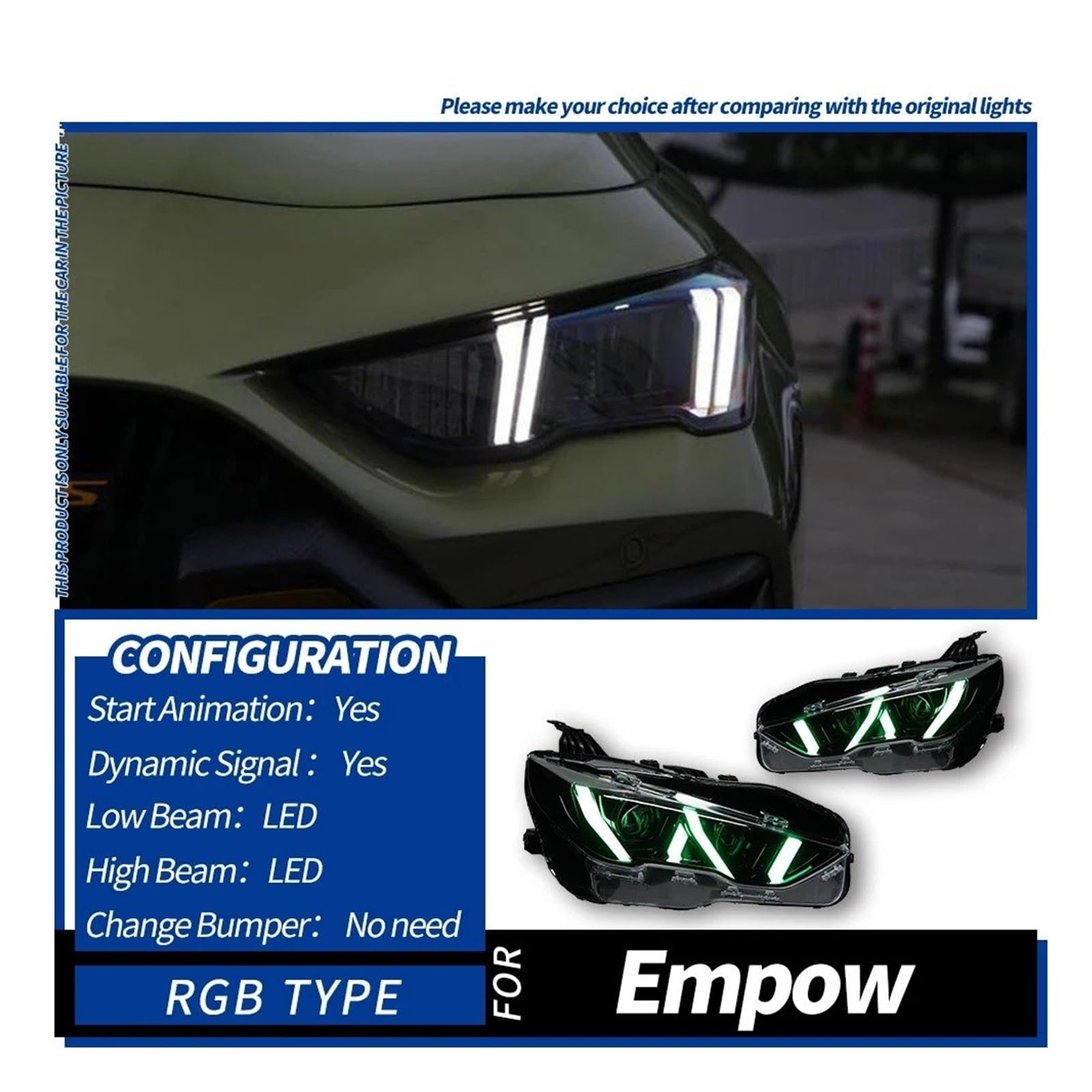 Fanale Anteriore Per Trumpchi Per Empow LED Headlight 2020-2024 Fari Anteriori Empow DRL Indicatori Direzione Abbaglianti Angel Eye Lente Proiettore