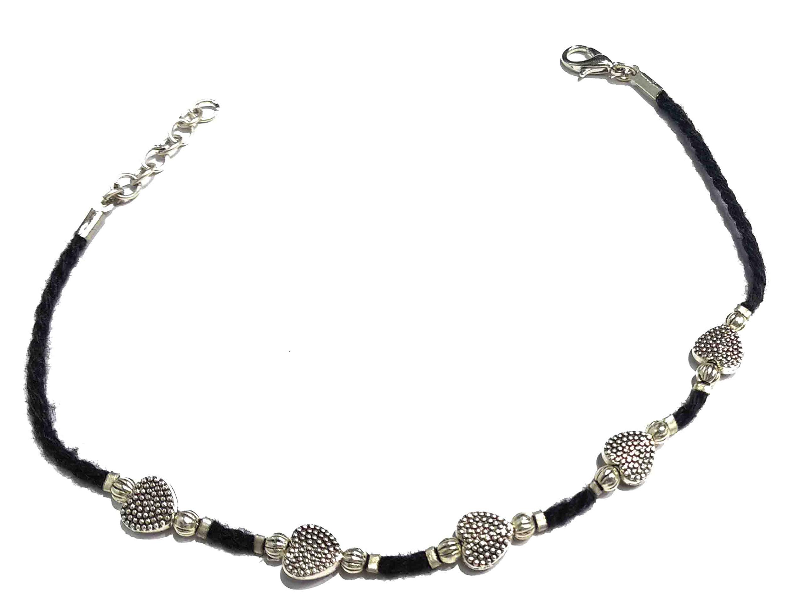 GURJARI JEWELLERS Stylish Girlss Black Thread Anklet with Carving Oxdised Beads (Heart)/nazariya anklet (B08591X428) Amazon Price History, Amazon Price Tracker