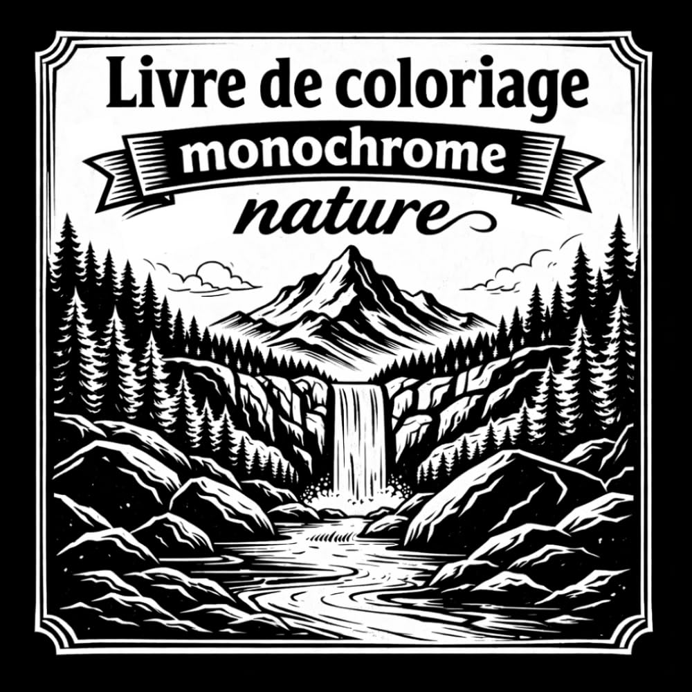 Livre de coloriage monochrome nature : 50+ paysages urbains détaillés à colorier avec une seule couleur – Activité créative anti-stress pour adultes ... original (Collection Monochrome Nature)