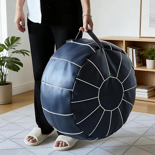 Miniatura 9 de Louis Donné Funda para Puf Otomano Marroquí Sin Relleno, Impermeable Hecha a Mano Decoración de Imitación Solución de Almacenamiento, Funda de