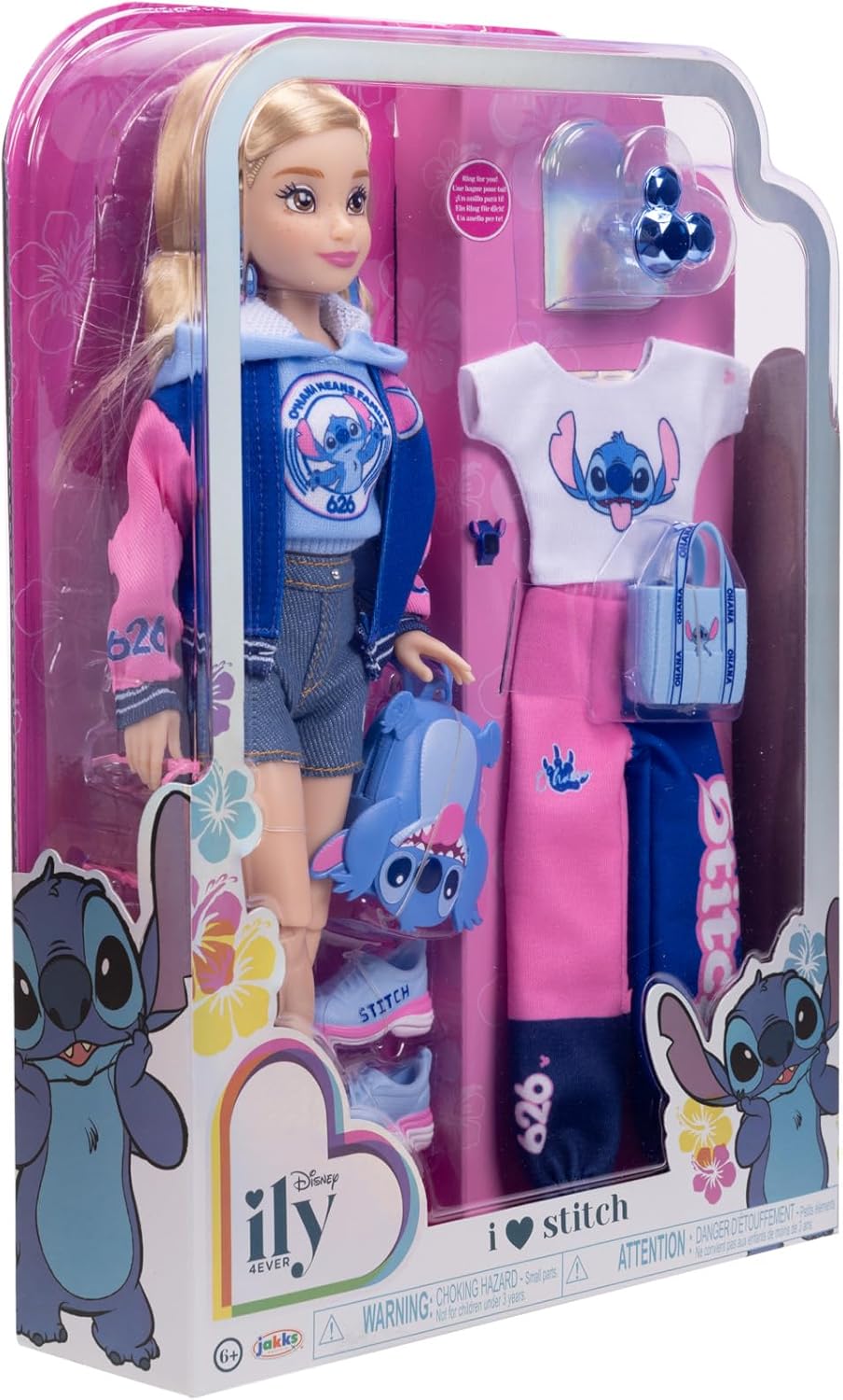 Disney ILY 4ever Fashion Dolls Stitch Inspired with Varsity Jacket 11.5" Tall with 13 Points of Articulation, Two Complete Mix-and-Match Outfits and a Shiny Mickey Ring for You to Wear!