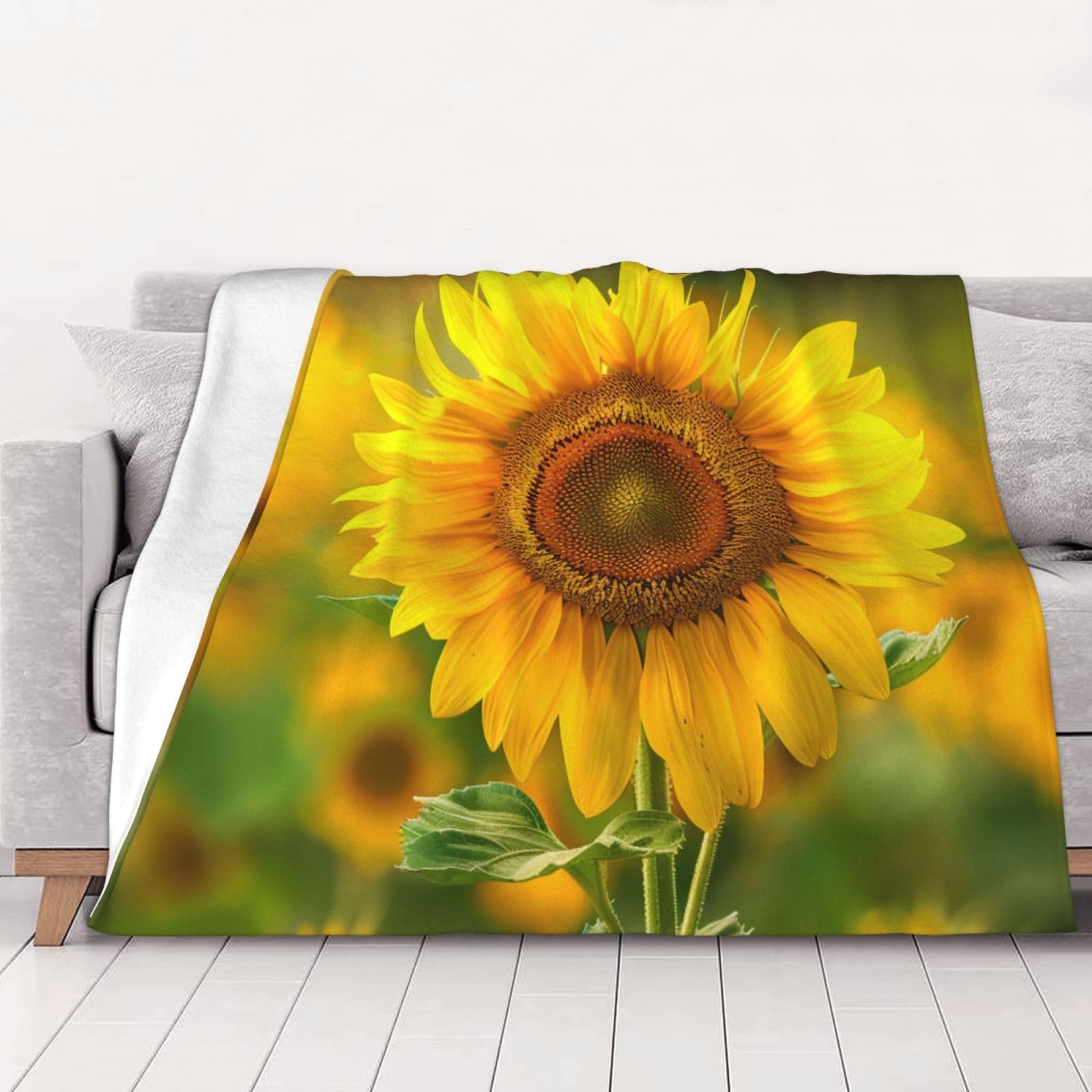 AUBKFELD bright sunflower Printed Flannel Blanket 200x150 CM, Soft & Warm Throw Blanket for Sofa/Couch/Bed/Car, Gifts for Audlts Women Men