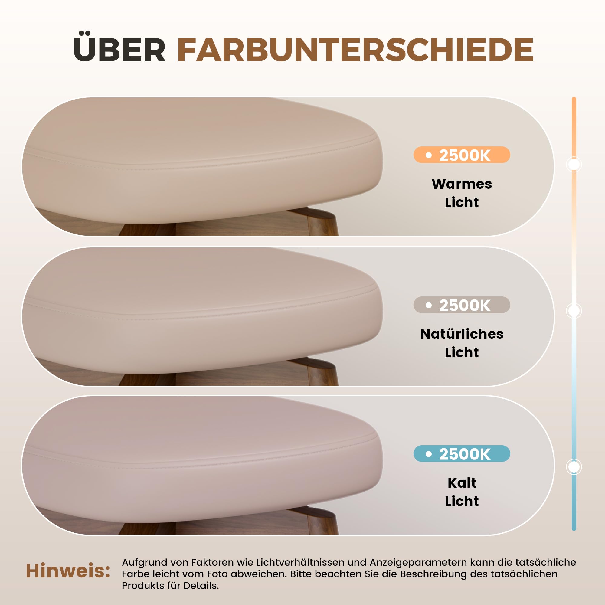 Fijinhom Barhocker 2er Set, 360° Drehbar, Gepolsterte Barhocker mit Lehne aus Kunstleder, Walnuss Rückenlehne & Bugholz Beine, Mid Century Modern Barstuhl für Küche, Insel & Theke, Khaki