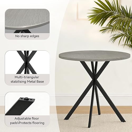 Miniatura 4 de Juego de 2 sillas redondas de mesa de comedor de 31.5 pulgadas para 2, juego de sillas de mesa de comedor pequeñas que ahorran espacio, juegos de