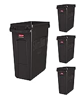 Vista 28 de Rubbermaid Commercial Products Slim Jim - Basurero rectangular de plástico para reciclaje o compostaje con canales de ventilación, 23 galones, Verde