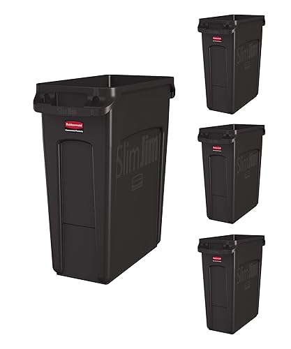 Miniatura 28 de Rubbermaid Commercial Products Slim Jim - Papelera/Basurero/Contenedor de Plástico Rectangular con Canales de Ventilación, 23 GAL, Beige, para